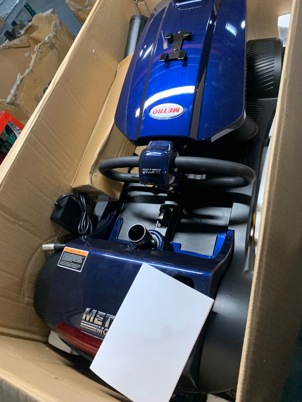 Photo 1 of **MISSING SEAT, PRICE ADJUSTED** Metro Mobility Powered Mobility Scooters, 4 Wheel Mobility Scooters for Adults, 300 lbs Capacity Folding Mobility Scooter Lightweight, 16 Miles Long Travel Range Scooter with USB Charger Port Blue