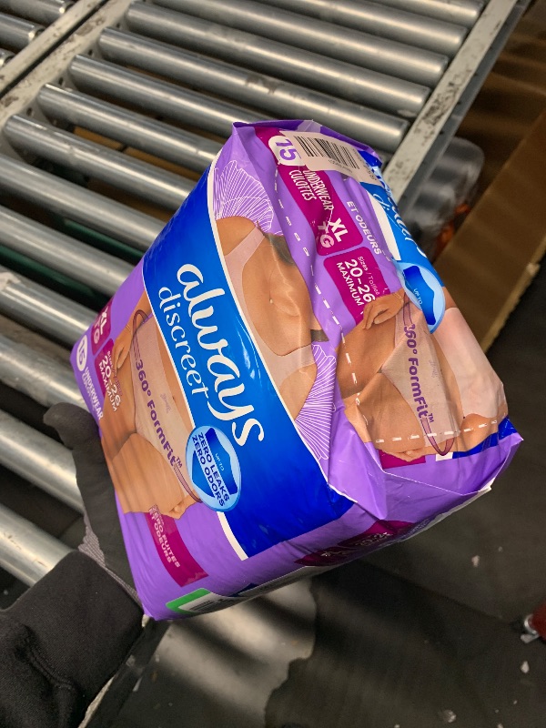 Photo 1 of ***FACTORY SEALED*** Always Discreet Adult Incontinence Underwear for Women and Postpartum Underwear, Extra Large, Up to 100% Bladder Leak Protection, 15 Count