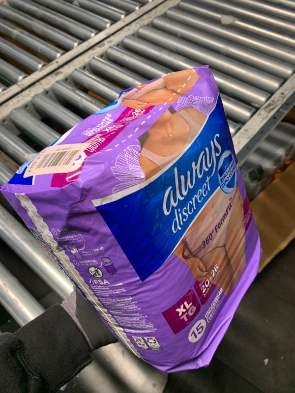 Photo 1 of ***FACTORY SEALED*** Always Discreet Adult Incontinence Underwear for Women and Postpartum Underwear, Extra Large, Up to 100% Bladder Leak Protection, 15 Count