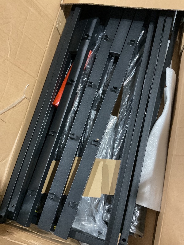 Photo 3 of LAKKURI 35 Inch High Full Size Bed Frame No Box Spring Needed, Platform Metal Bed Frame Full Size, Noise Free, Easy Assembly, Heavy Duty, Black