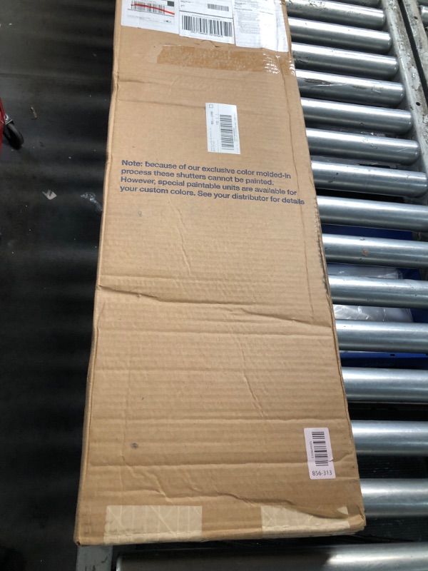 Photo 1 of ***FACTORY SEALED***  12 in. W x 33 in. H Builders Edge, TailorMade Cathedral Top Center Mullion, Open Louver Shutters, Includes Matching Installation Spikes (Per Pair), 945 - Platinum