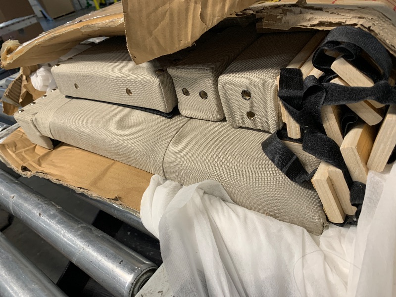Photo 1 of **FOR PARTS ONLY**PARTIAL SET**
IDEALHOUSE Full Size Canopy Bed Frame with Nailhead Decoration Headboard?Upholstered Bed Frame with Poles 4 Corner Bed Bracket,Solid Wood Slats Support,No Box Spring Needed,Noise Free,Beige