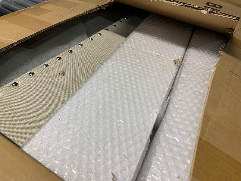 Photo 1 of **FOR PARTS ONLY**PARTIAL SET**
IDEALHOUSE Full Size Canopy Bed Frame with Nailhead Decoration Headboard?Upholstered Bed Frame with Poles 4 Corner Bed Bracket,Solid Wood Slats Support,No Box Spring Needed,Noise Free,Beige