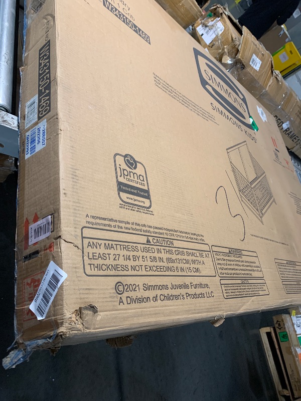 Photo 1 of Simmons Kids Foundry 6-in-1 Convertible Baby Crib, Rustic Grey with Matte Black