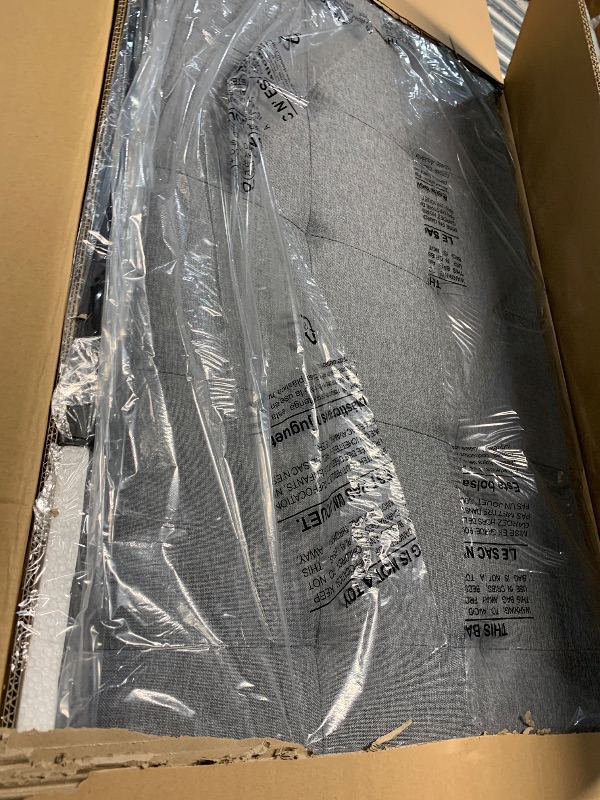 Photo 1 of Amazon Basics Faux Linen Upholstered Tufted Headboard with Adjustable Height, King, Gray