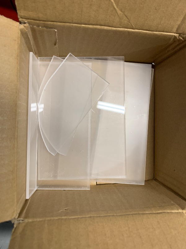 Photo 1 of **MISSING ONE SIDE PANEL, ONLY ONE STAND IS FUNCTIONAL** 2 Pack Index Card Display Stand 3x5 Acrylic Card Holder for Desk File Note 4x2.4x5.4 Inch Clear Postcard Stand Index Card Rack Acrylic Business Card Stand for Office Business Classroom (No Card)