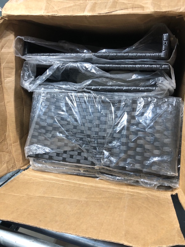 Photo 1 of **FOR PARTS ONLY**PARTIAL SET**Shintenchi 5 Pieces Outdoor Patio Sectional Sofa Couch, PE Wicker Furniture Sets, Patio Conversation Sets with Washable Cushions Glass Coffee Table for Garden, Poolside, Backyard, Aegean Blue