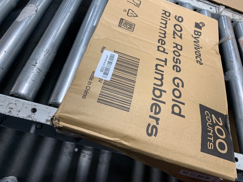 Photo 1 of [200 Pack] 9oz Clear Plastic Cups with Rose Gold Rimmed Sturdy & Food Safe Disposable Wine Glasses Party Wedding Disposable Drinking Cups Plastic Cocktail Glasses for Wine, Juice & Cold Beverages