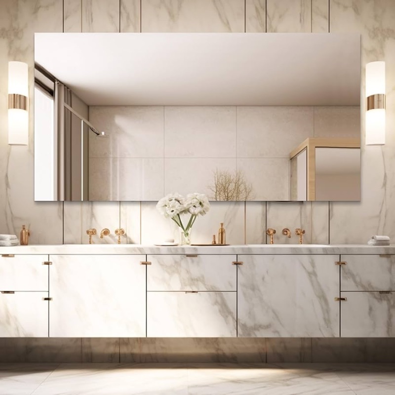 Photo 1 of ***FACTORY SEALED***Mirrorons Large Mirror 72" x 36", Modern Rectangle Bathroom Mirror with Frameless Polished Edge, Hangs Horizontally or Vertically. Upgraded Shatterproof Bathroom Mirrors for Wall.