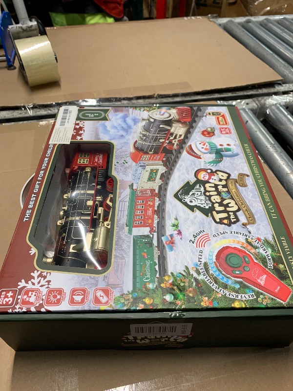 Photo 2 of XINGYING Christmas Train - Remote Control Train Set w/Steam Light & Sound, Electric Train Toys for Around Under Christmas Tree, Rechargeable Toy Train for Boys Girls Toddler Model Train Set for Kids