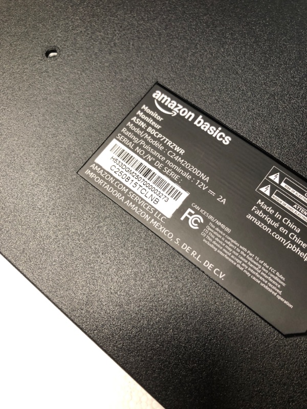 Photo 1 of  POWERS ON Amazon Basics 24 Inch (23.8 inch viewable) Monitor, FHD 1080P, Max 100Hz, VESA Compatible, Built-in Speakers, Black