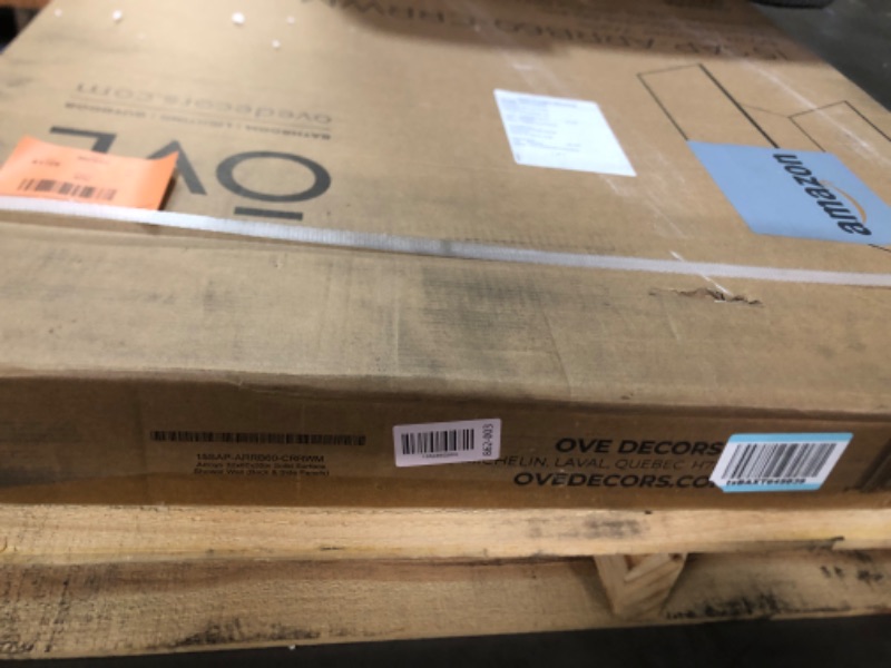 Photo 1 of ***FACTORY SEALED*** OVE Decors Arroyo 60 x 32 in. Solid Surface Alcove Bathroom Shower Wall Panels Kit, Carrara Marble Finish, Waterproof, Easy Glue-Up, Fits Walk In Shower Kits, Shower Stall Kit with Shower Niche.