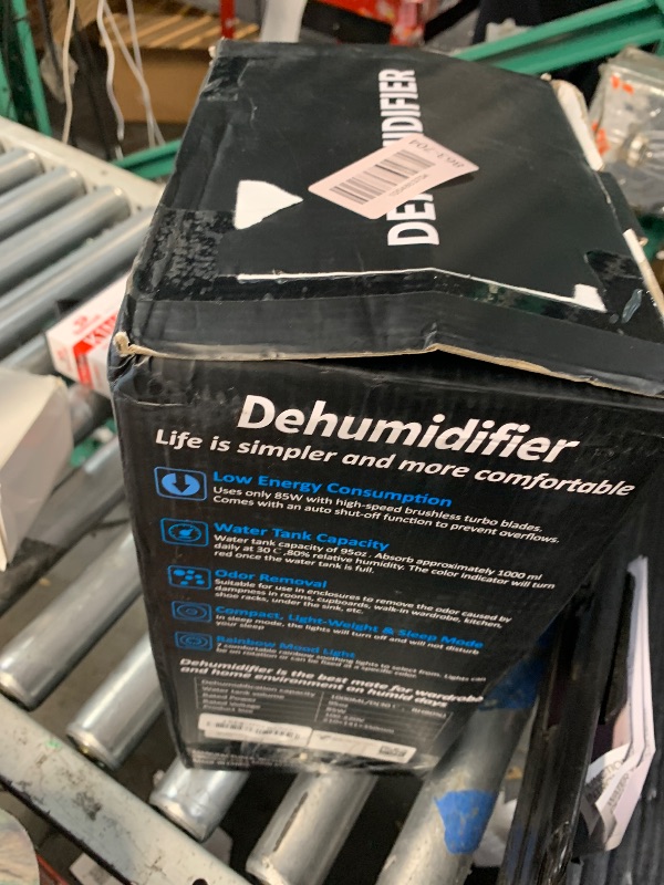 Photo 1 of ***(PARTS ONLY/MINOR DAMAGE/ NON FUNCTIONAL)***NineSky Dehumidifier,98 OZ Dehumidifiers for Home,(1100 sq.ft) Dehumidifiers for Basement Bathroom Bedroom with Auto Shut Off, Switchable 7 Colors Light(Gray)