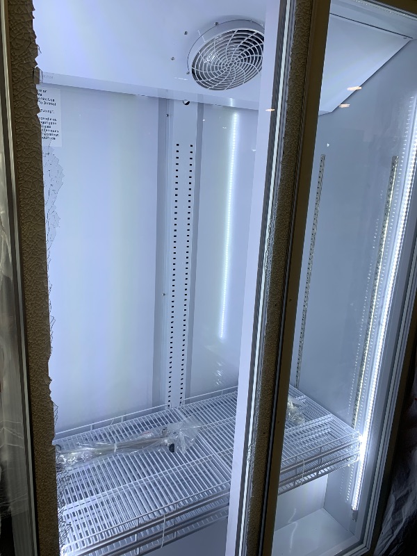 Photo 1 of ***ONE GLASS DOOR BROKEN*** GarveeHome Commercial Refrigerator, Glass Door with LED Lighting - Upright Beverage Display Cooler for Home, Store, Gym, or Office, Featuring Double Swing Doors and 28.2 cu.ft
