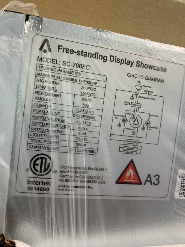 Photo 1 of ***ONE GLASS DOOR BROKEN*** GarveeHome Commercial Refrigerator, Glass Door with LED Lighting - Upright Beverage Display Cooler for Home, Store, Gym, or Office, Featuring Double Swing Doors and 28.2 cu.ft