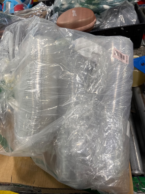 Photo 1 of [100 Sets-16 oz.] Plastic Cups With Dome Straw Slot Lids PET Crystal Clear Disposable Togo Cup BPA Free For Party Ice Cold Drinks Coffee Tea Parfait Dessert Smoothie Bubble Boba Fruit Milkshake Slush