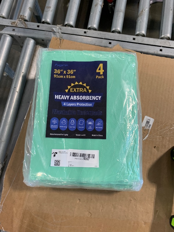 Photo 1 of ** FACTORY SEALED** FYGRIP 4 Pack 36” x 36” Extra Heavy Absorbency Washable Underpads, Waterproof Quick Drying Nursing Incontinence Reusable Washable Bed Pee Pads for Dogs, Diaper Changing & Adults, Green