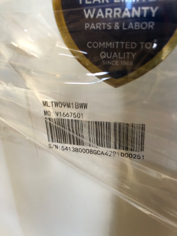 Photo 1 of ** USED / TESTED FUNCTIONAL********** Midea MLTW09M1BWW Portable Washer with 6 Cycles, Drum Clean, Quick, Stainless Steel Tub, Transparent Lid, LED Display Washing Machine, 0.9 cu. ft, White