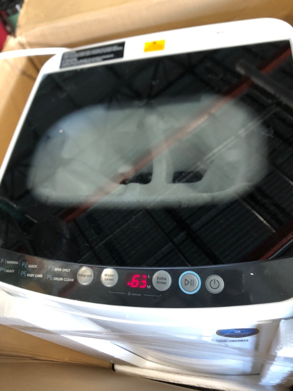Photo 1 of ** USED / TESTED FUNCTIONAL********** Midea MLTW09M1BWW Portable Washer with 6 Cycles, Drum Clean, Quick, Stainless Steel Tub, Transparent Lid, LED Display Washing Machine, 0.9 cu. ft, White