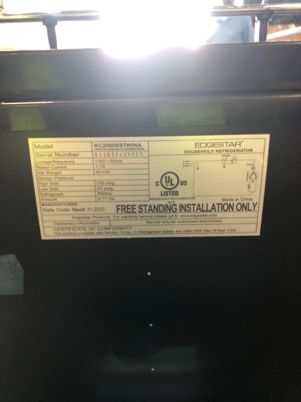 Photo 1 of *************NOT WORKING********PARTS ONLY********EdgeStar Double tap Half-barrel keg Stainless steel Manual Freestanding Beer kegerator*******