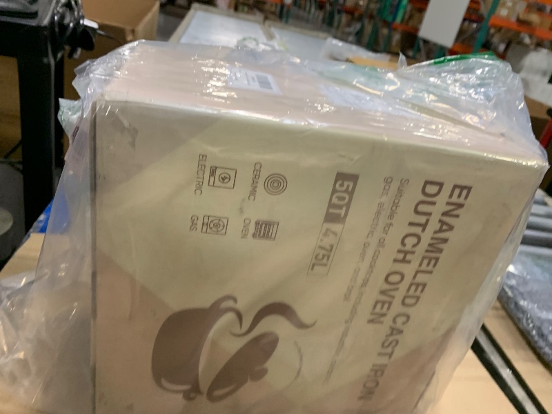 Photo 1 of ***VERY USED*** Enameled Cast Iron Dutch Oven - Umite Chef 5QT Pot with Lid & Cotton Potholders - Heavy-Duty Cookware for Bread Baking, Braising, Stews, Roasting(Red)