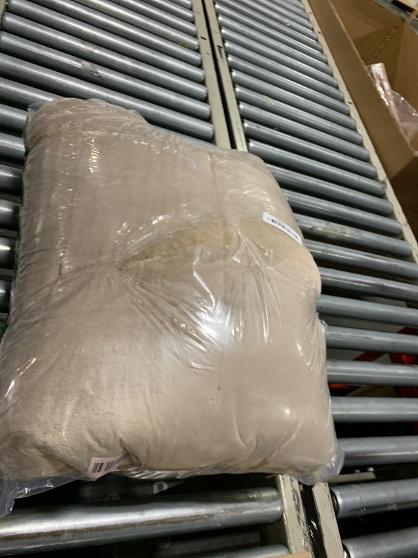 Photo 1 of ** MINOR DAMAGE ** AMBERSPACE Plush Queen Comforter Set Light Taupe,  Velvet Comforter Sets 7 Pieces Bed in a Bag, Soft Warm Winter Bedding Set with Sheets, Pillowcases & Shams