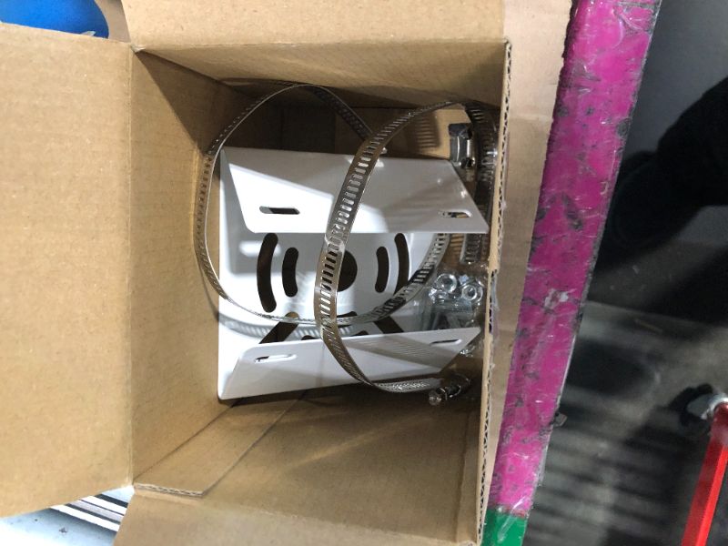 Photo 1 of ***ONLY ONE****MorningRo 3 Pcs Universal Vertical Pole Mount for Security Camera Wall Mounting Bracket with 6 Loops Solid Metal Pole Bracket for CCTV Camera Indoor Outdoor Solar Panel LED Wall/ Stage Light (White)