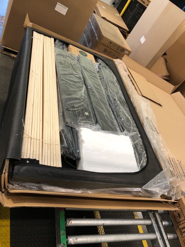 Photo 1 of ** FACTORY SEALED. SOLD AS IS, NO REFUND/RETURN**
ZINUS Dori Upholstered Platform Bed Frame with Wingback Headboard, Mattress Foundation, Wood Slat Support, No Box Spring Needed, Easy Assembly, Queen