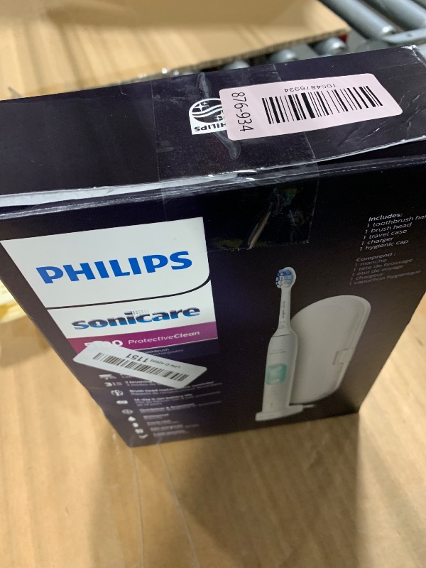 Photo 1 of ** MISSING BRUSH HEAD ** Philips Sonicare ProtectiveClean 5100 Rechargeable Electric Toothbrush, with Pressure Sensor, 3 Cleaning Modes, SmarTimer and QuadPacer, 14-Day Battery Life, Travel Case, White, Model HX6857/11