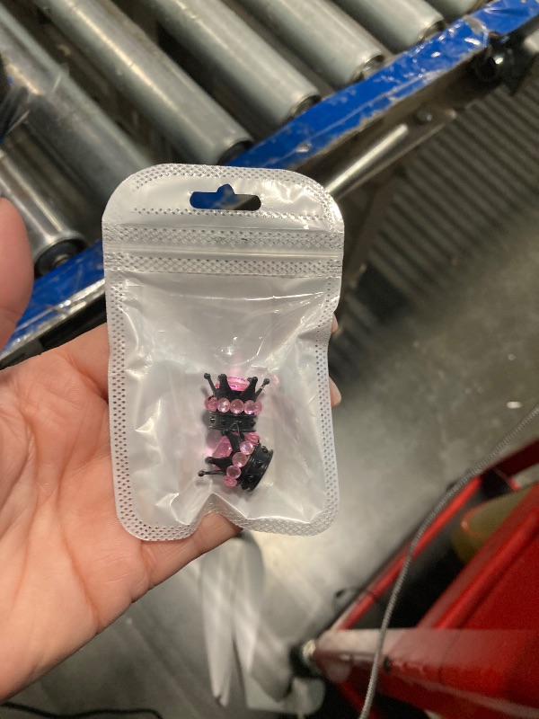 Photo 1 of *** 2 pieces missing** * MEAJOO 4PCS Crown Bling Tire Stem Valve Caps, Crystal Diamond Car Wheel Tire Valve Caps Universal Copper Core Stem Covers for Cars, SUV, Trucks, Bikes, Motorcycles, Bicycles (Black & Pink)