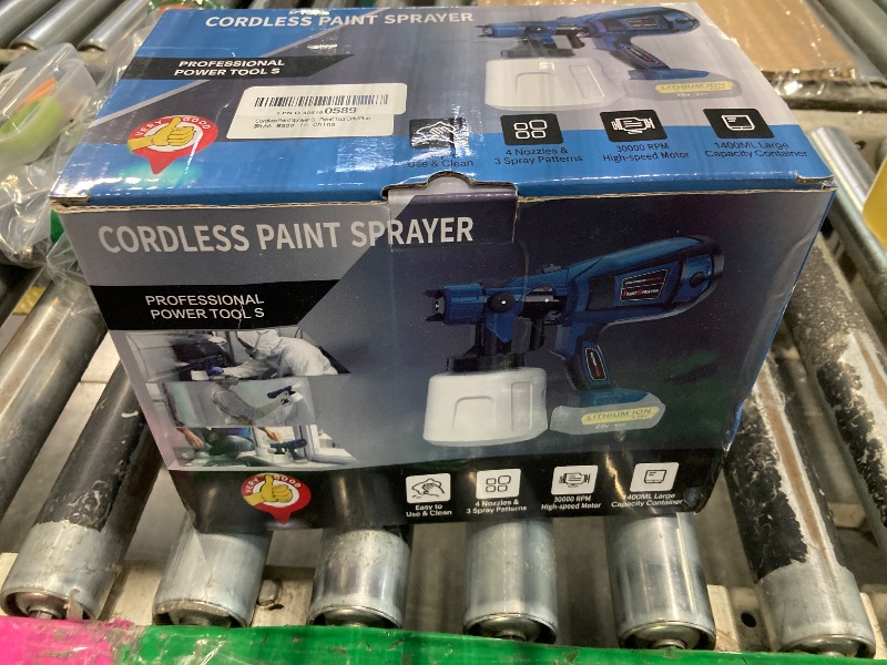 Photo 1 of *** missing parts*** Paint Sprayer Cordless High Power Electric Spray Paint Gun Easy to Clean for Furniture Cabinets House Painting Light Blue(Not Include Battery)