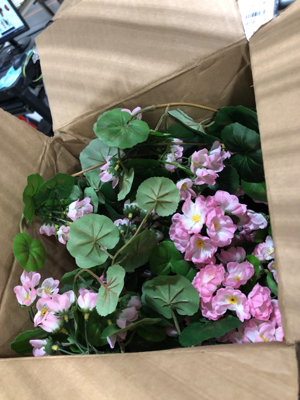 Photo 1 of ***similar item***see pic*** Artificial Faux Hanging Plants Flowers Basket for Outdoors Outside Spring Summer Decoration, Silk Pink Morning Glory in Planter UV Resistant Look Real Fake Flowers for Porch Patio Balcony Home Yard
