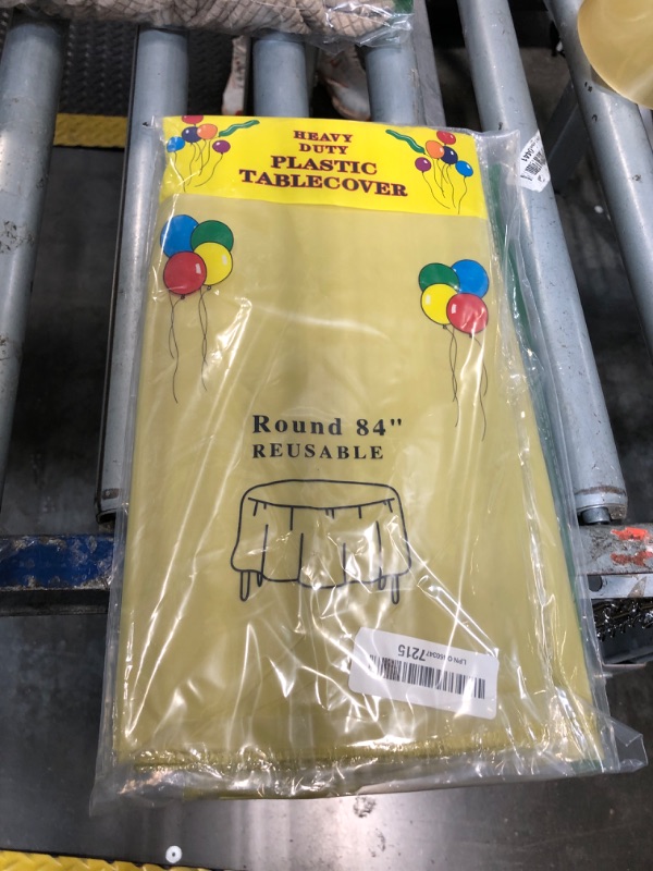 Photo 1 of *Missing Parts - Check clerk notes*
Buryeah 12 Pcs 84 Inch Gold Round Plastic Disposable Table Cloth Waterproof Tablecloth Circle Table Covers for Bridal Wedding Birthday Party Gender Reveal Baby Shower