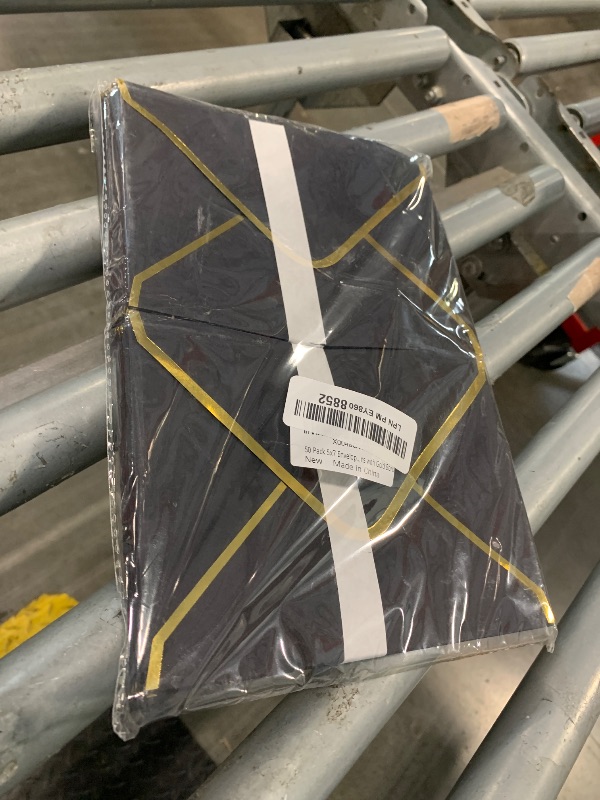 Photo 1 of (50 Pack 5x7 Inch) Black Envelopes for Invitations with Gold Border, Self Adhesive A7 Envelopes with V-Flap, Great for Graduation, Invitation, Baby Shower, Wedding and RSVP Cards