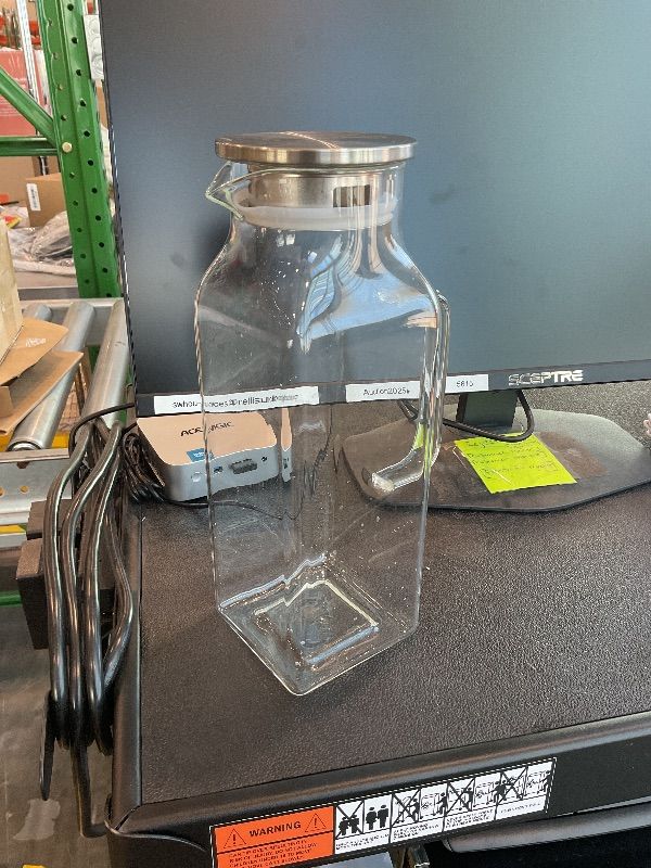 Photo 1 of *Just 1* Netany Square Glass Pitcher with Lid and Handle for Fridge, Iced Tea and Coffee Carafe Beverage Serveware, Heat Resistant Borosilicate Water Jug for Hot/Cold Drinks and Milk