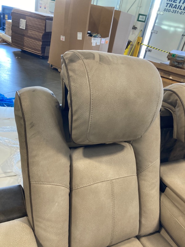 Photo 1 of ***MAY NEED A TRUCK***IT'S A LITTLE DIRTY, IT NEEDS TO BE CLEANED***Signature Design by Ashley Next-Gen DuraPella Power Reclining Sofa – Wireless & USB Charging, Zero-Gravity, Water-Repellent Faux Leather, Tan/Brown