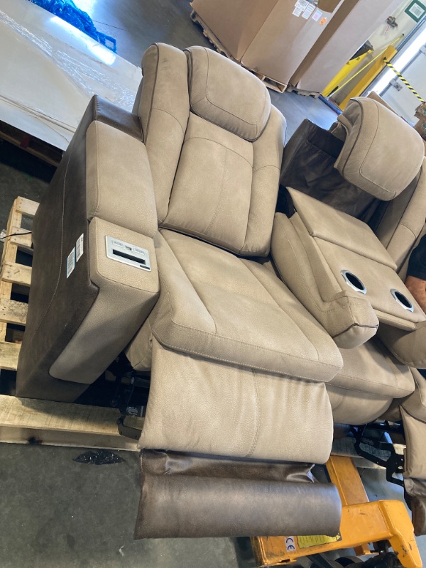 Photo 1 of ***MAY NEED A TRUCK***IT'S A LITTLE DIRTY, IT NEEDS TO BE CLEANED***Signature Design by Ashley Next-Gen DuraPella Power Reclining Sofa – Wireless & USB Charging, Zero-Gravity, Water-Repellent Faux Leather, Tan/Brown