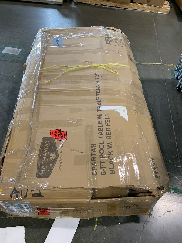 Photo 1 of ****** MISSING , Cues,, Brush*********. Hathaway Spartan 6 Ft Pool Table, with Ping Pong Multi Game Combo Tables for Family Recreation Game Rooms - Includes Billiard Balls, Cues, Paddles, Brush & More