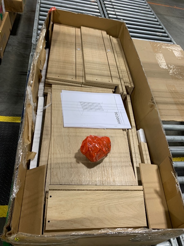 Photo 1 of ******* SOME SCREWS MAY BE MISSING ***** Marsail Fluted 5-Drawer Tall Wooden Dresser, Smooth Gliding Drawers & Large Capacity Storage Space, Modern Organizer Cabinet for Bedroom or Hallway, Natural Oak