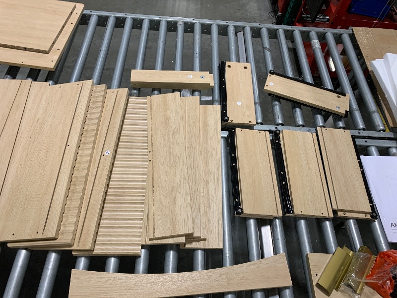 Photo 1 of ******* SOME SCREWS MAY BE MISSING ***** Marsail Fluted 5-Drawer Tall Wooden Dresser, Smooth Gliding Drawers & Large Capacity Storage Space, Modern Organizer Cabinet for Bedroom or Hallway, Natural Oak