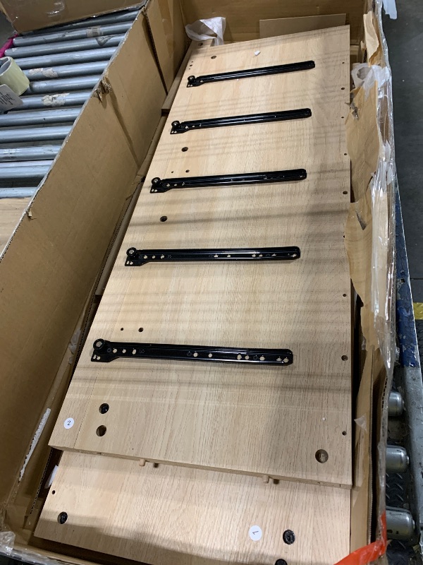 Photo 1 of ******* SOME SCREWS MAY BE MISSING ***** Marsail Fluted 5-Drawer Tall Wooden Dresser, Smooth Gliding Drawers & Large Capacity Storage Space, Modern Organizer Cabinet for Bedroom or Hallway, Natural Oak