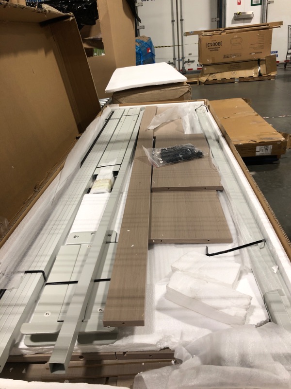 Photo 1 of ****** CHARGING PORT IS NOT FUNCTIONAL ******* **** HAS  CRACKED BOARD******  YITAHOME ?Farmhouse Queen Size Bed Frame with Headboard, Bookcase Storage Shelves, Sliding Barn Door, Charging Station, Rustic Wood Platform Bed, No Box Spring Needed, Oak