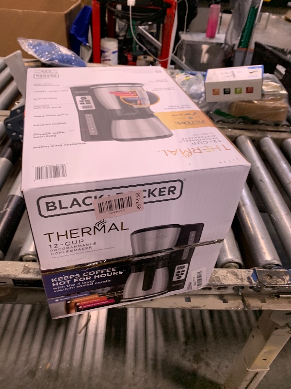 Photo 1 of ***CORRECT ITEM*****BLACK+DECKER 12 Cup Thermal Programmable Coffee Maker with Brew Strength and VORTEX Technology, Black/Steel
