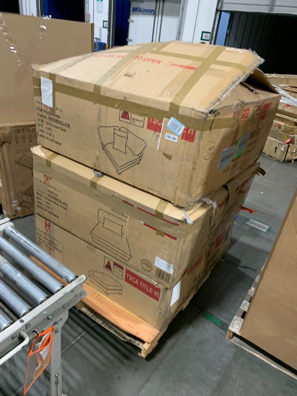 Photo 1 of ***Partial Set, Missing Box 3 of 4*** Lexicon Modular Sectional Sofa, Textured Microfiber Oversized Sectional Sofa, 5 Pillows, Adjustable Back and Armrests, Removable Back Cushion Cover, L Shape Couch with Chaise, Ottoman, 3 Seater, Beige