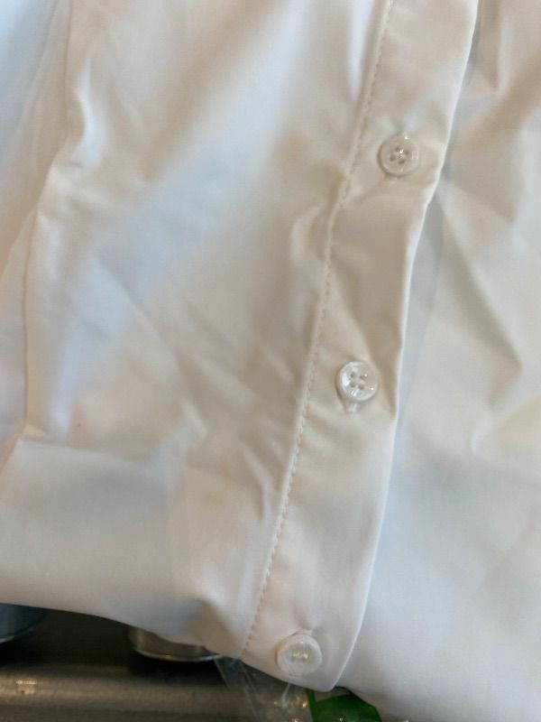 Photo 1 of *Minor Damaged - Check clerk notes*
siliteelon Women's Button Down Shirts Slim fit Short Sleeve Stretch Dress Shirts Wrinkle-Free Solid Work Blouse XL White