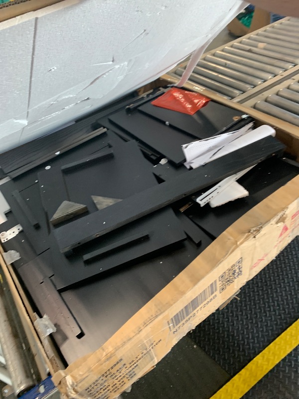 Photo 1 of ***Loose Hardware In Box*** Merax Modern Square Coffee Table with 4 Hidden Storage Drawers, 33.25" Wood Center Tables for Living Room, Minimalist Design, Easy Assembly, Black