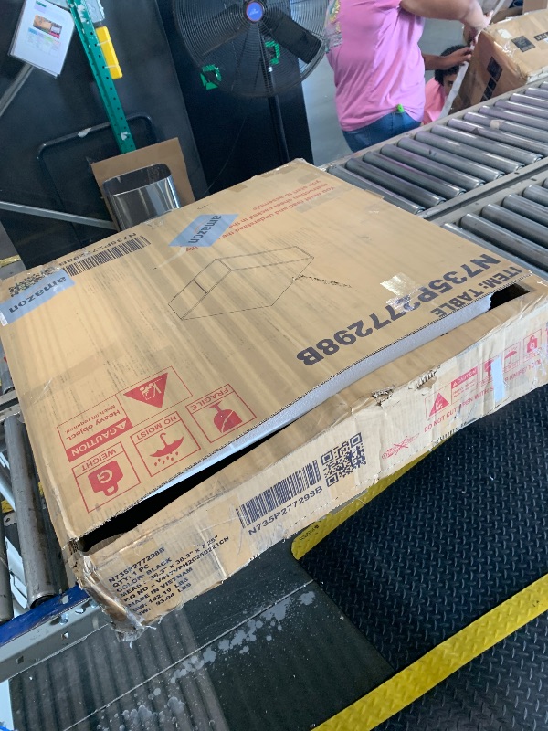 Photo 1 of ***Loose Hardware In Box*** Merax Modern Square Coffee Table with 4 Hidden Storage Drawers, 33.25" Wood Center Tables for Living Room, Minimalist Design, Easy Assembly, Black