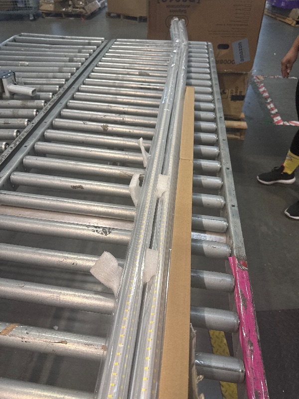 Photo 1 of *** A LITTLE CROOKED **Skymoatled 4Pack 8FT LED Shop Light Garage Lights,100W 6000K 15000LM White Light,Hanging/Surface Mount,Plug and Play,Super Bright T8 Tube Light,Linkable LED Shop Lights for Warehouse Workshop Basement