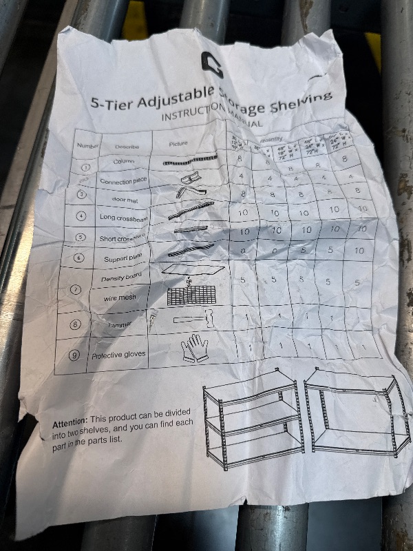 Photo 1 of *** MISSING SCREW***EcoExplorer 5 Tier Adjustable Garage Shelving Units, 3000 Lbs Heavy Duty Metal Utility Rack Shelf, 48" W x 24" D x 72" H Inches Storage Shelves, Freestanding Shelving Units for Shed, Basement