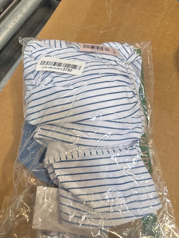 Photo 1 of ** UNKNOWN SIZE*** Eomenie Womens Halter Tankini Bathing Suit Ruched Tummy Control Two Piece Swimsuit with Bottom Blue Striped